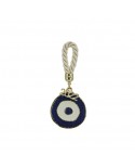 Charm cord cream - eye gold - enamel blue H10cm