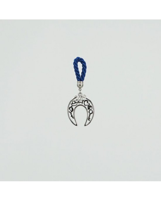 Charm cord blue horseshoe mix silver Η11cm