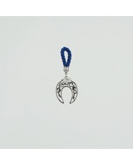 Charm cord blue horseshoe mix silver Η11cm