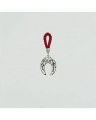 Charm cord red horseshoe mix silver Η11cm